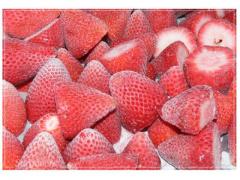 Frozen strawberries: dark red colour, cleaned and frozen
